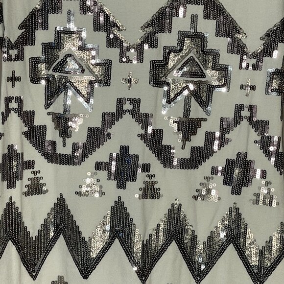 Women's S Express Geometric Sequin Aztec Dress Long Sleeve  Sheath Mini - Picture 5 of 7